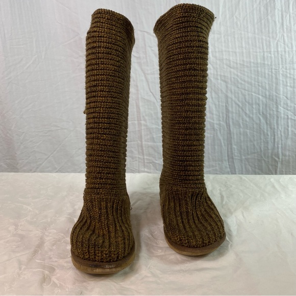 Ugg Sz 5 Classic Tall 3 Button Cardy Sweater Brown Boots sheepskin foldover - Picture 5 of 13